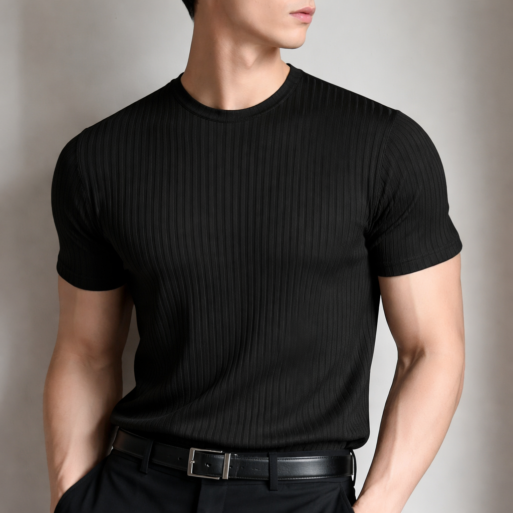 Men's Lightweight Ribbed Slim Fit T-Shirt