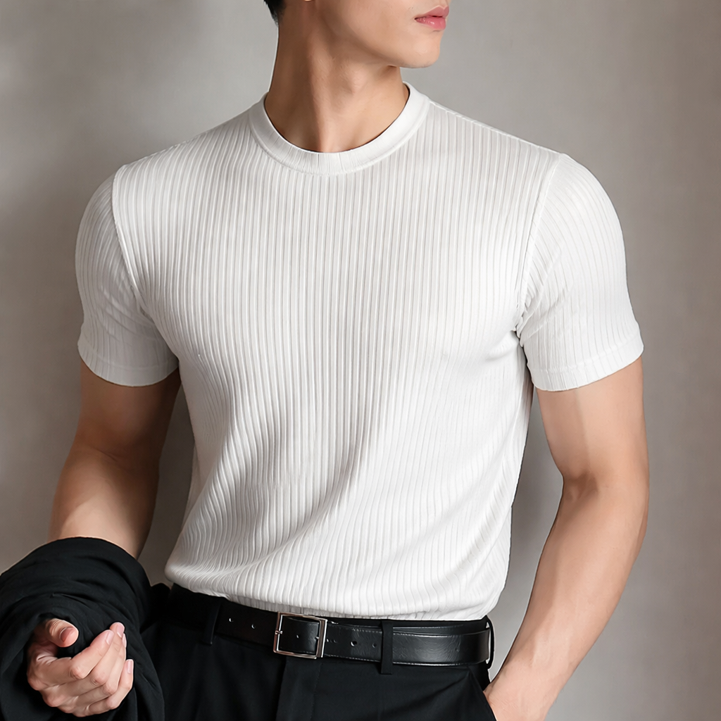 Men's Lightweight Ribbed Slim Fit T-Shirt