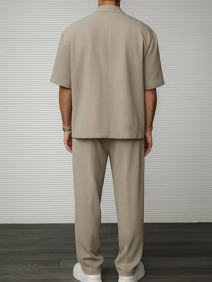 Men's Summer Short Sleeve Blazer and Tailored Pants Set
