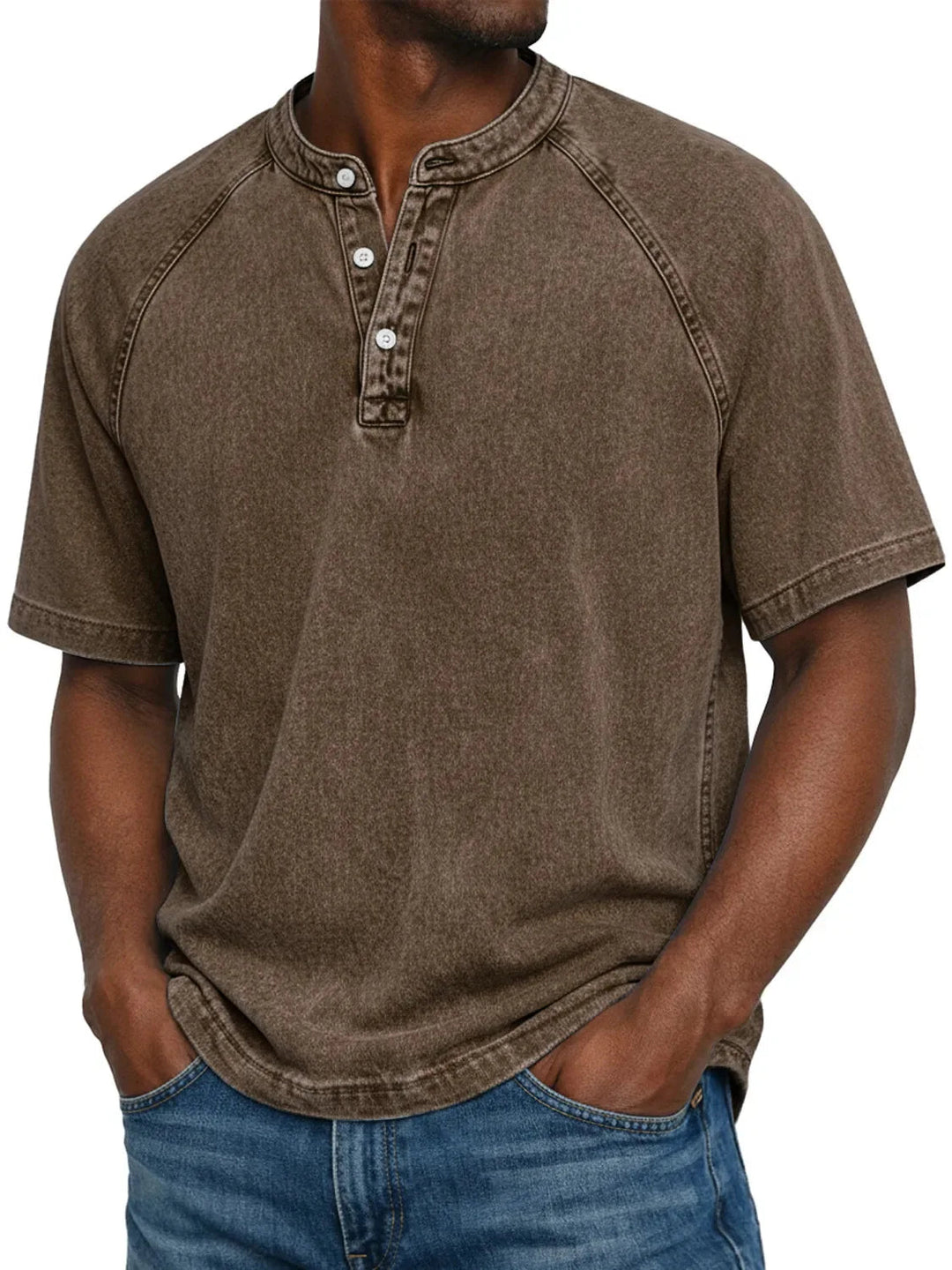 Men's Lightweight Washed Raglan Henley T-Shirt