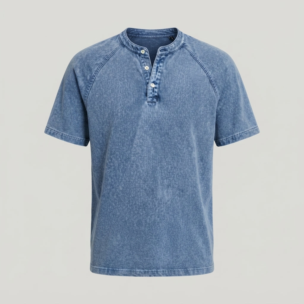 Men's Lightweight Washed Raglan Henley T-Shirt