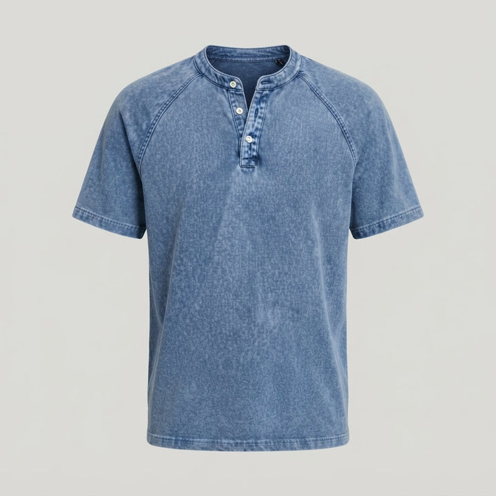 Men's Lightweight Washed Raglan Henley T-Shirt