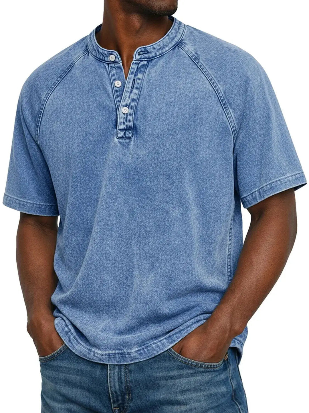Men's Lightweight Washed Raglan Henley T-Shirt