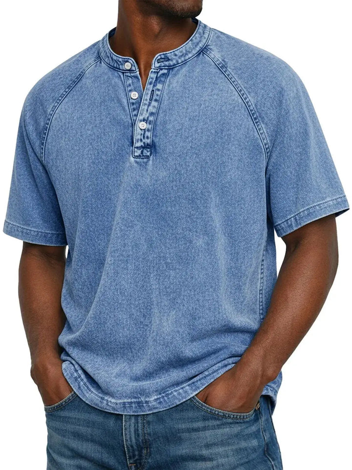 Men's Lightweight Washed Raglan Henley T-Shirt