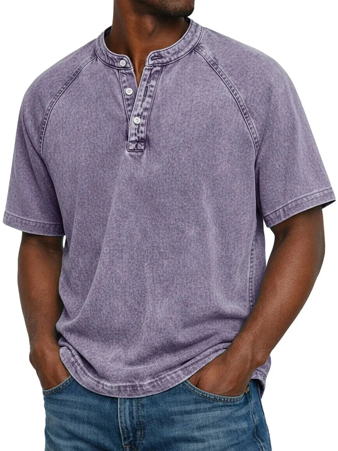 Men's Lightweight Washed Raglan Henley T-Shirt
