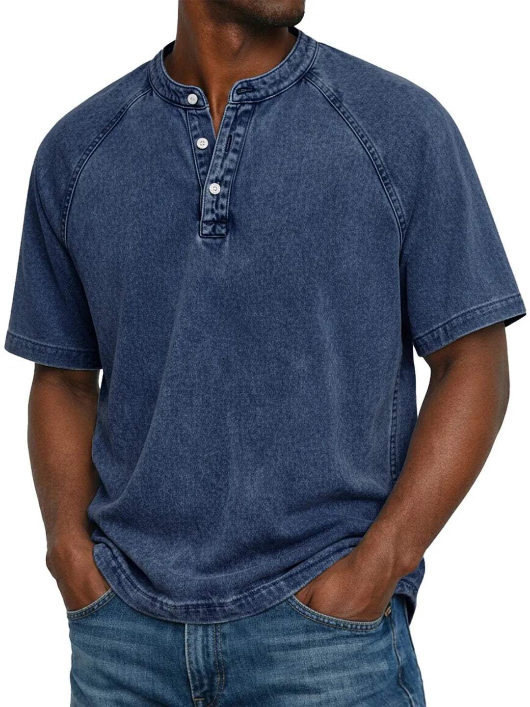 Men's Lightweight Washed Raglan Henley T-Shirt