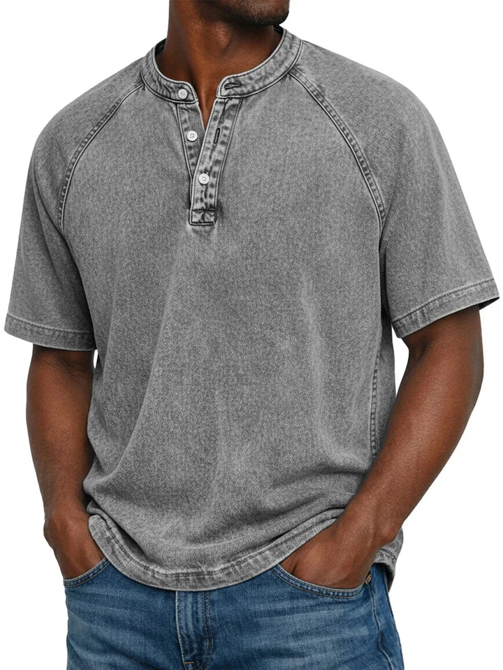 Men's Lightweight Washed Raglan Henley T-Shirt
