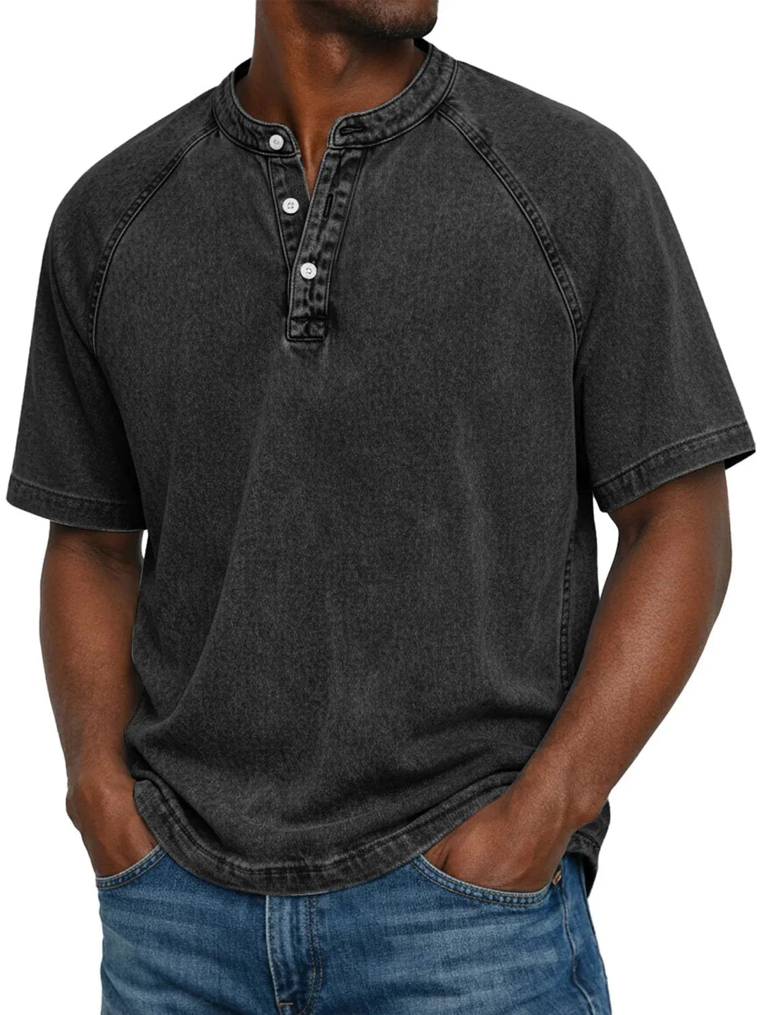 Men's Lightweight Washed Raglan Henley T-Shirt