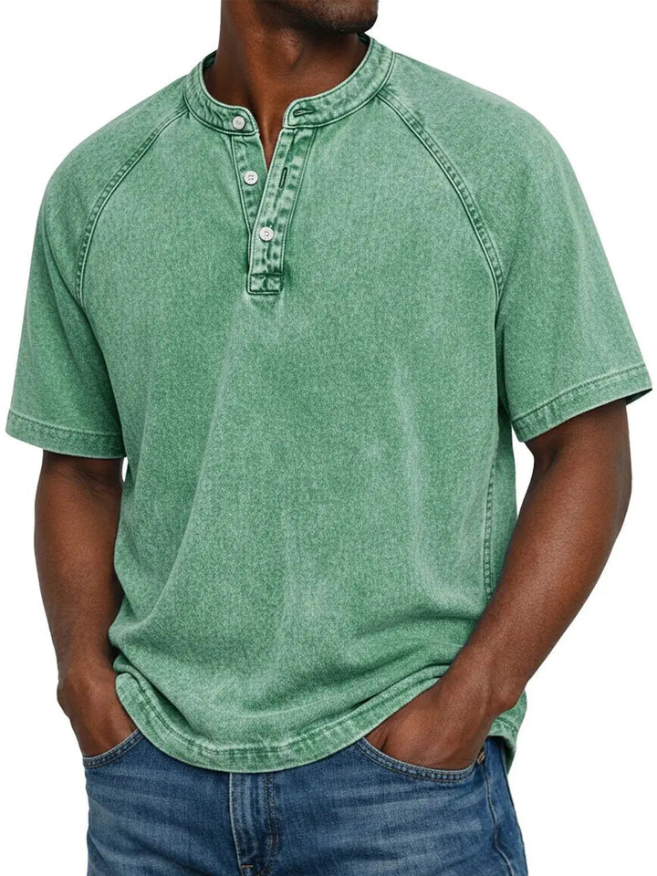 Men's Lightweight Washed Raglan Henley T-Shirt