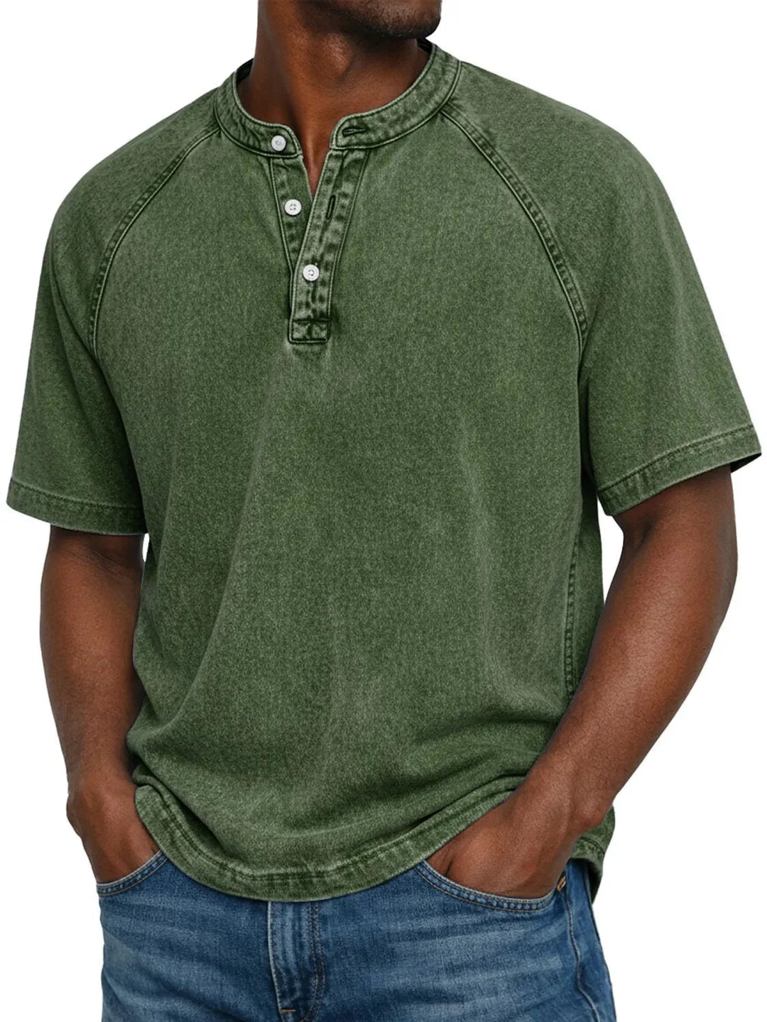 Men's Lightweight Washed Raglan Henley T-Shirt