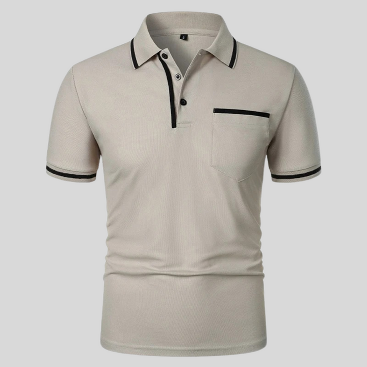 Men's Summer Polo Shirt with Contrast Trim and Chest Pocket