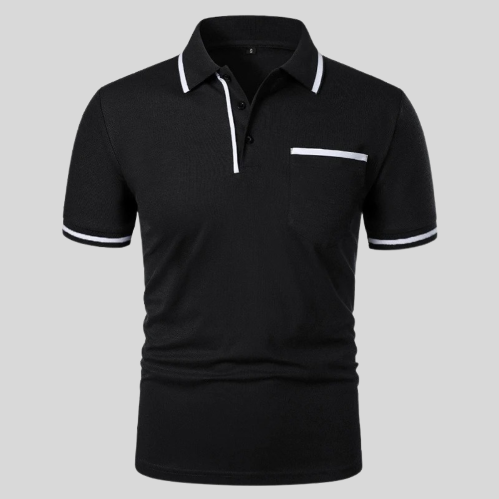 Men's Summer Polo Shirt with Contrast Trim and Chest Pocket