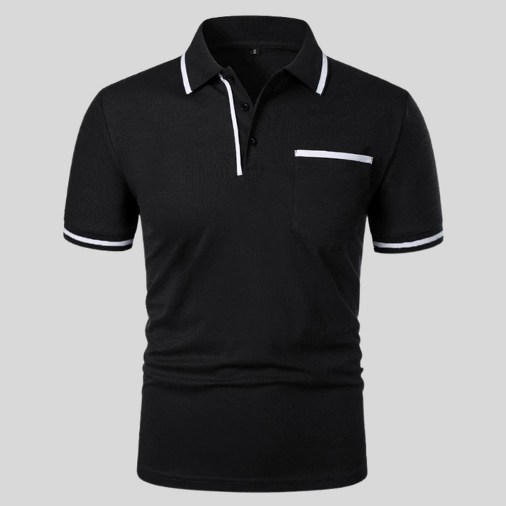Men's Summer Polo Shirt with Contrast Trim and Chest Pocket