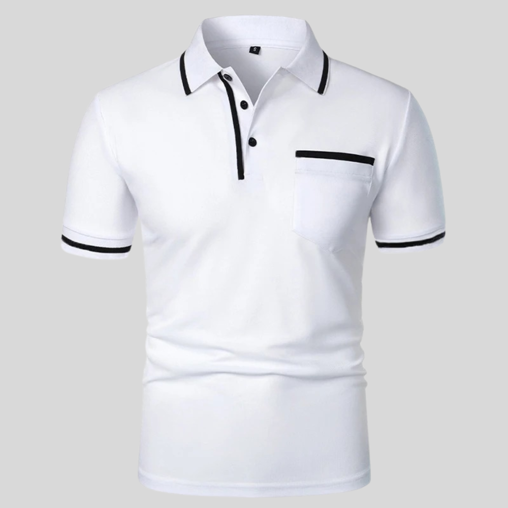 Men's Summer Polo Shirt with Contrast Trim and Chest Pocket