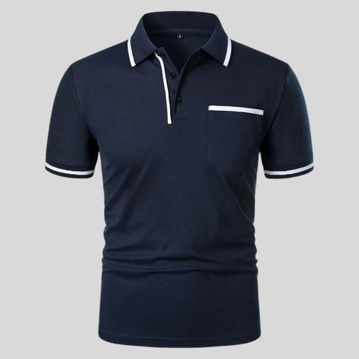 Men's Summer Polo Shirt with Contrast Trim and Chest Pocket