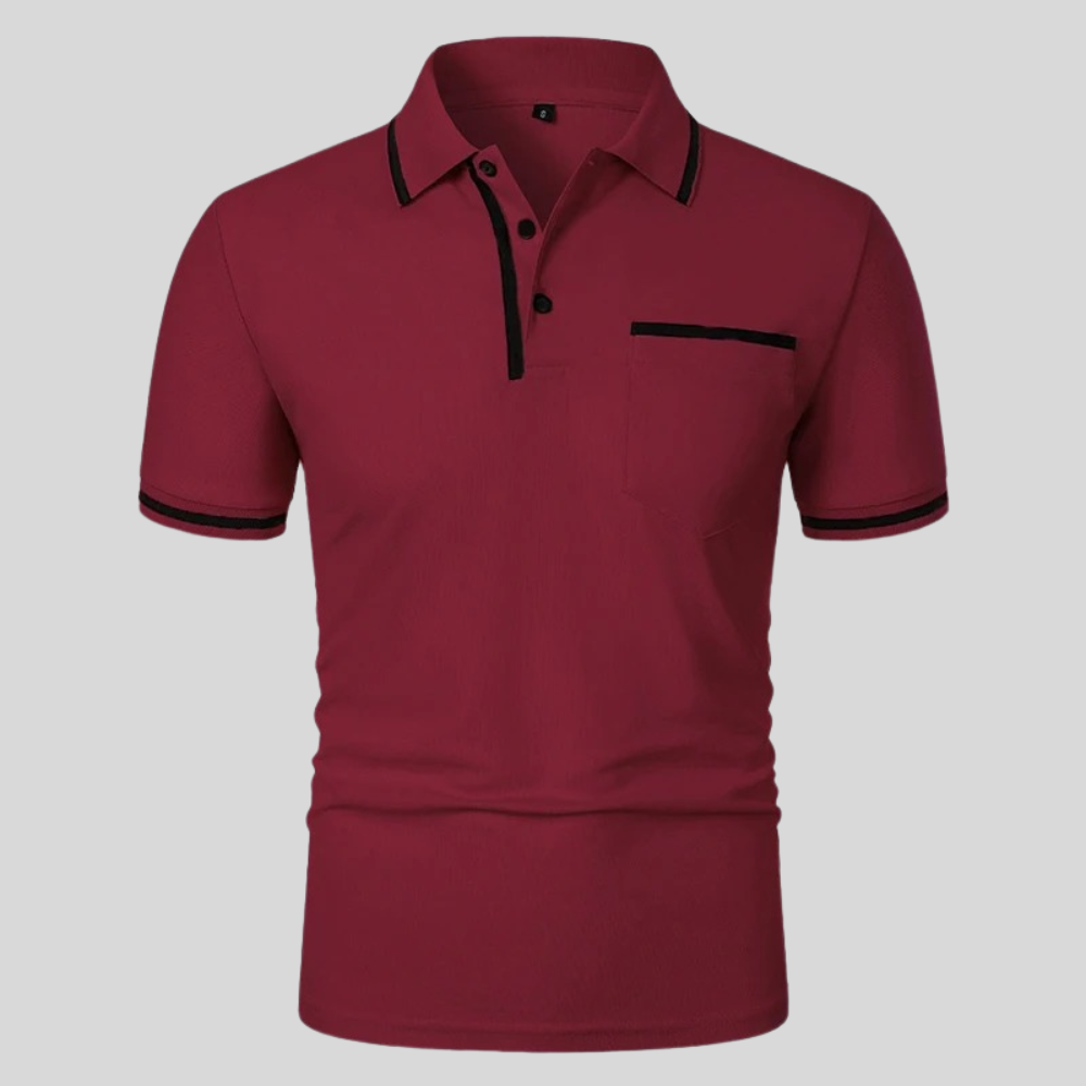 Men's Summer Polo Shirt with Contrast Trim and Chest Pocket
