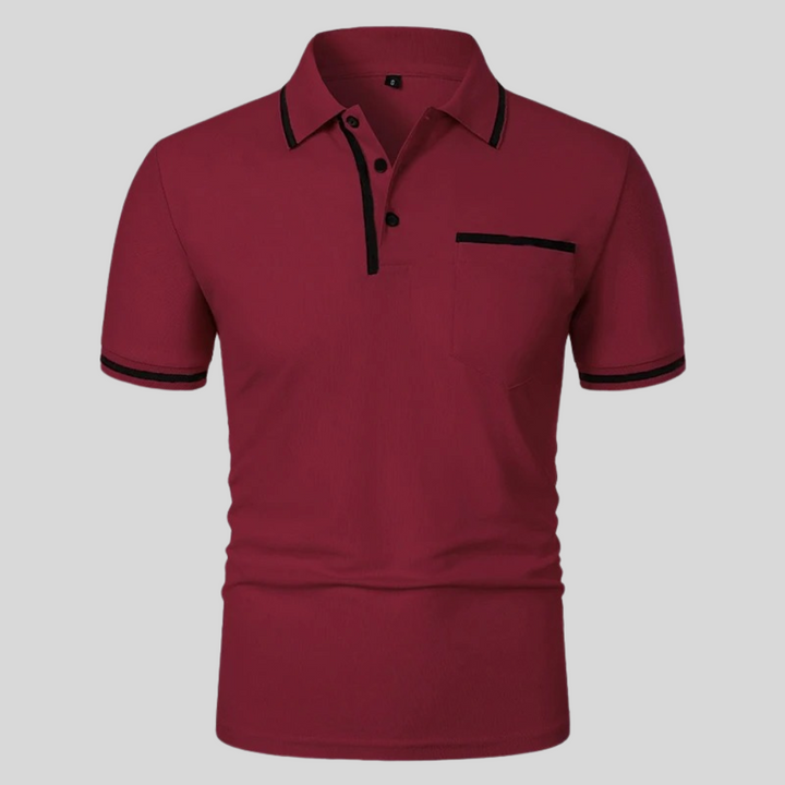 Men's Summer Polo Shirt with Contrast Trim and Chest Pocket