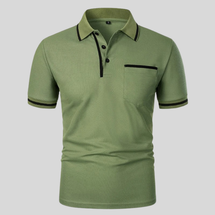 Men's Summer Polo Shirt with Contrast Trim and Chest Pocket