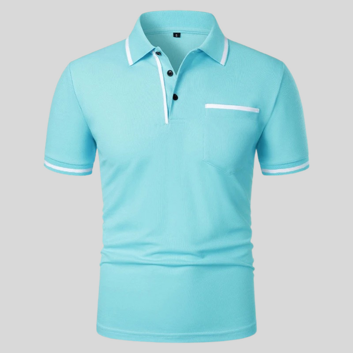 Men's Summer Polo Shirt with Contrast Trim and Chest Pocket