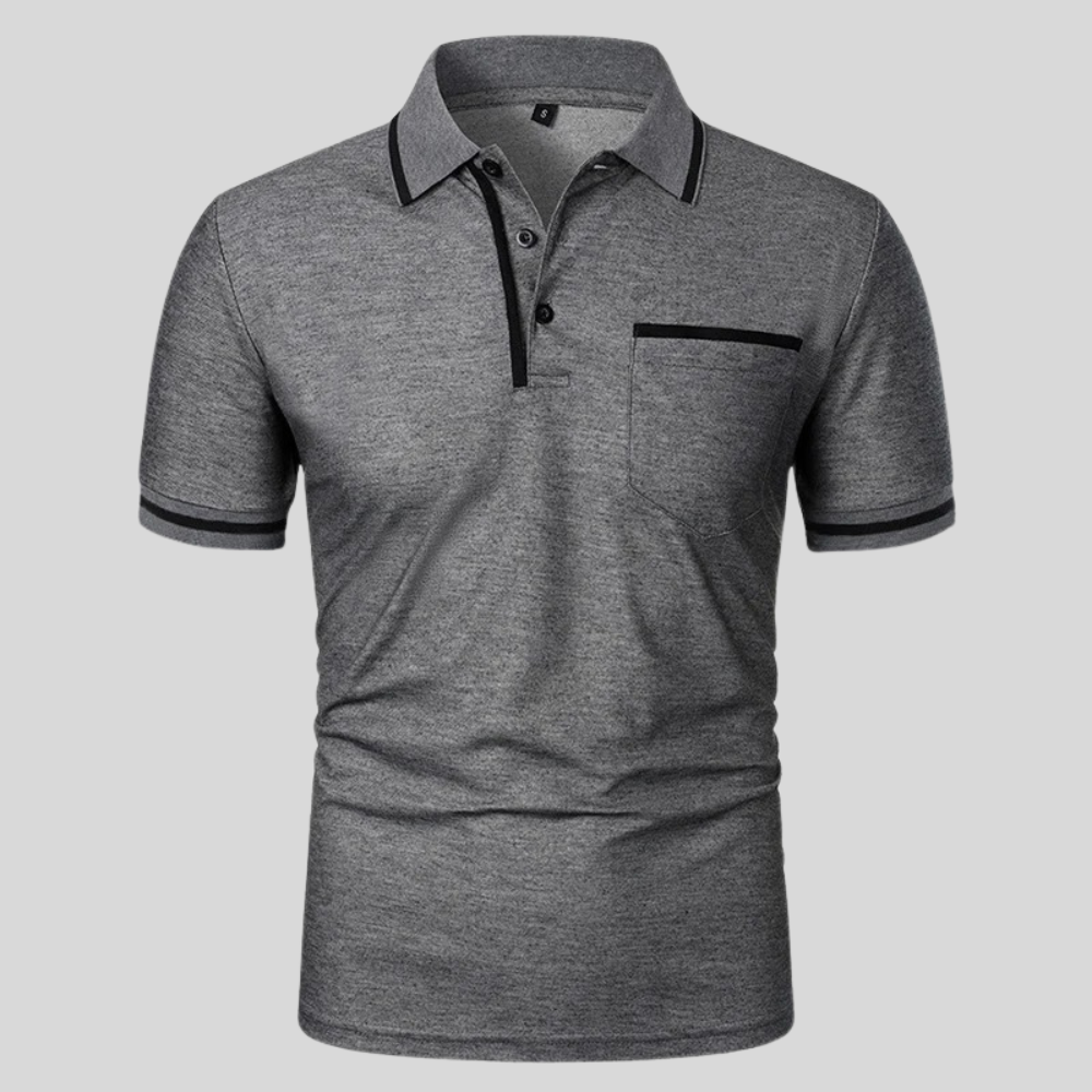 Men's Summer Polo Shirt with Contrast Trim and Chest Pocket