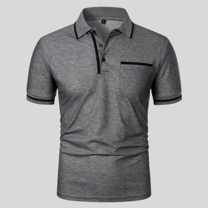 Men's Summer Polo Shirt with Contrast Trim and Chest Pocket