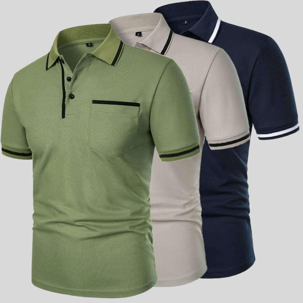Men's Summer Polo Shirt with Contrast Trim and Chest Pocket