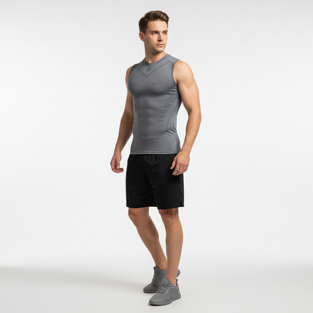 Men's Breathable Sleeveless Compression Gym Singlet