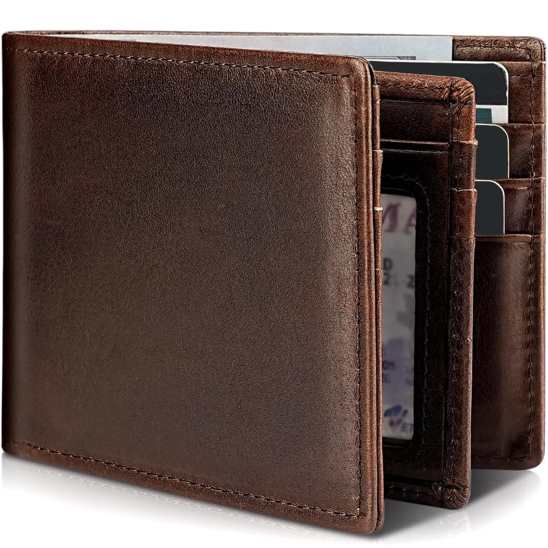 Men's RFID Bifold Travel Wallet with 13 Card Slots