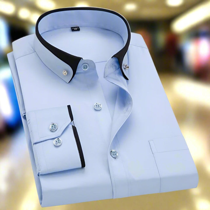 Men's Lightweight Tailored Shirt with Contrast Collar and Cuffs