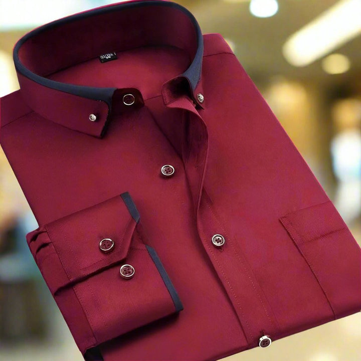 Men's Lightweight Tailored Shirt with Contrast Collar and Cuffs