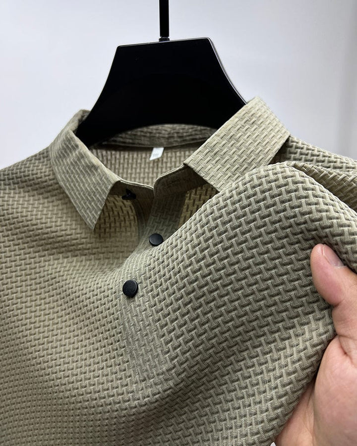 Men's Lightweight Basketweave Knit Polo Shirt