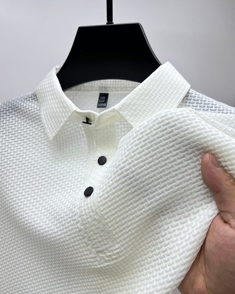 Men's Lightweight Basketweave Knit Polo Shirt