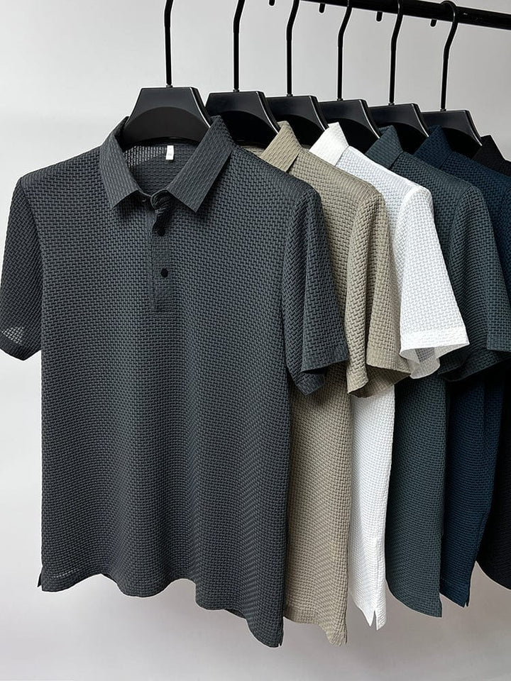 Men's Lightweight Basketweave Knit Polo Shirt