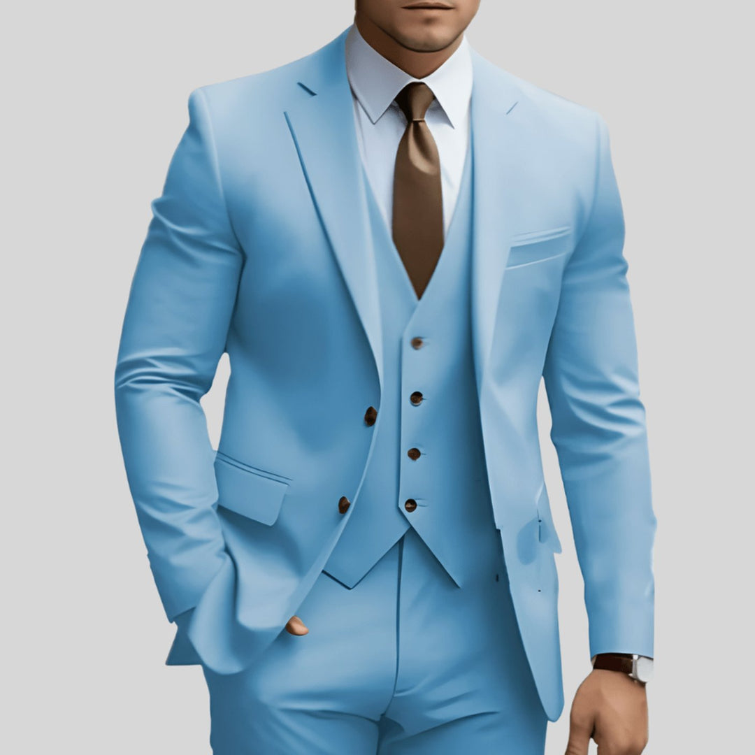Men's Three-Piece Slim Fit Groomsmen Suit Notch Lapel