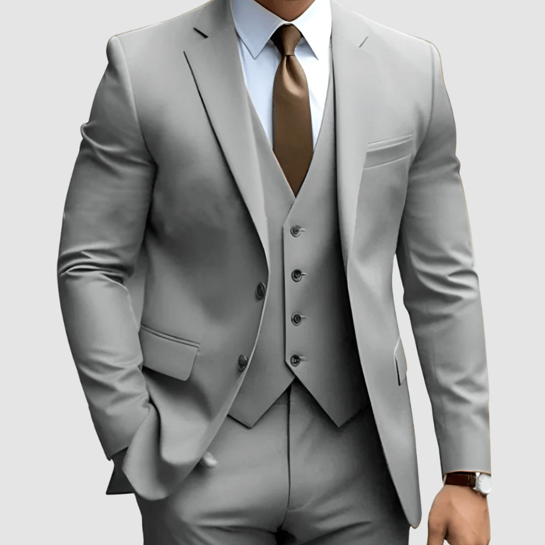 Men's Three-Piece Slim Fit Groomsmen Suit Notch Lapel