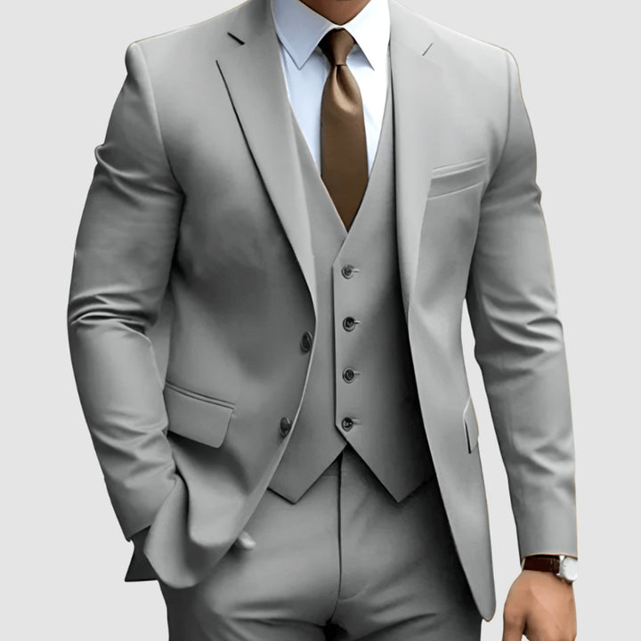 Men's Three-Piece Slim Fit Groomsmen Suit Notch Lapel
