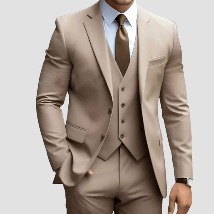 Men's Three-Piece Slim Fit Groomsmen Suit Notch Lapel