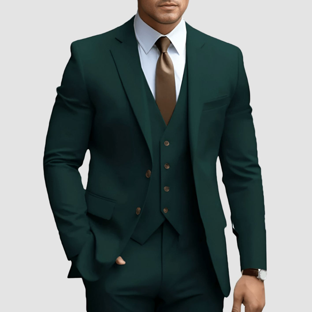 Men's Three-Piece Slim Fit Groomsmen Suit Notch Lapel