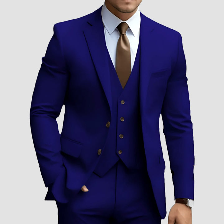 Men's Three-Piece Slim Fit Groomsmen Suit Notch Lapel