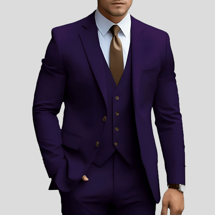Men's Three-Piece Slim Fit Groomsmen Suit Notch Lapel
