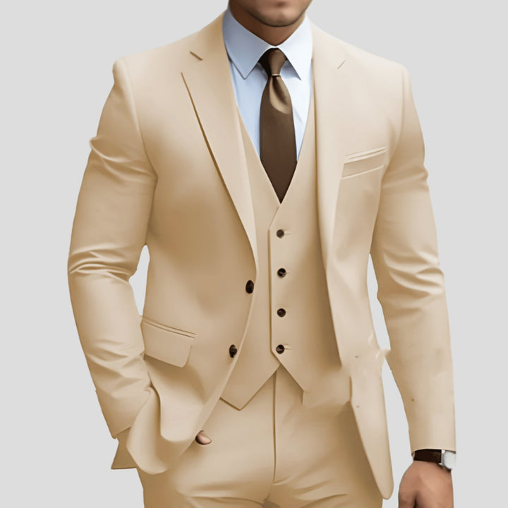 Men's Three-Piece Slim Fit Groomsmen Suit Notch Lapel