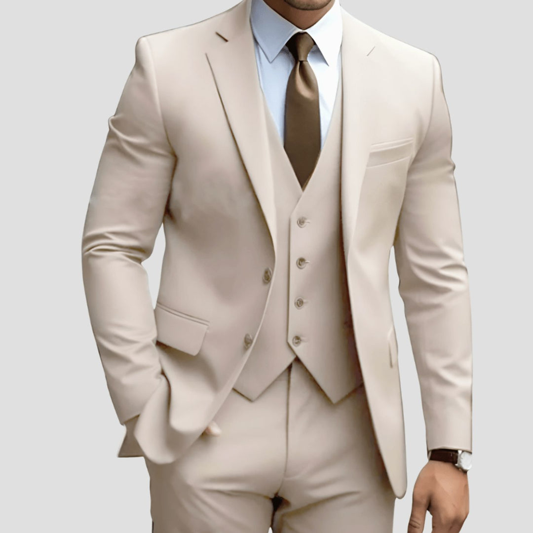 Men's Three-Piece Slim Fit Groomsmen Suit Notch Lapel
