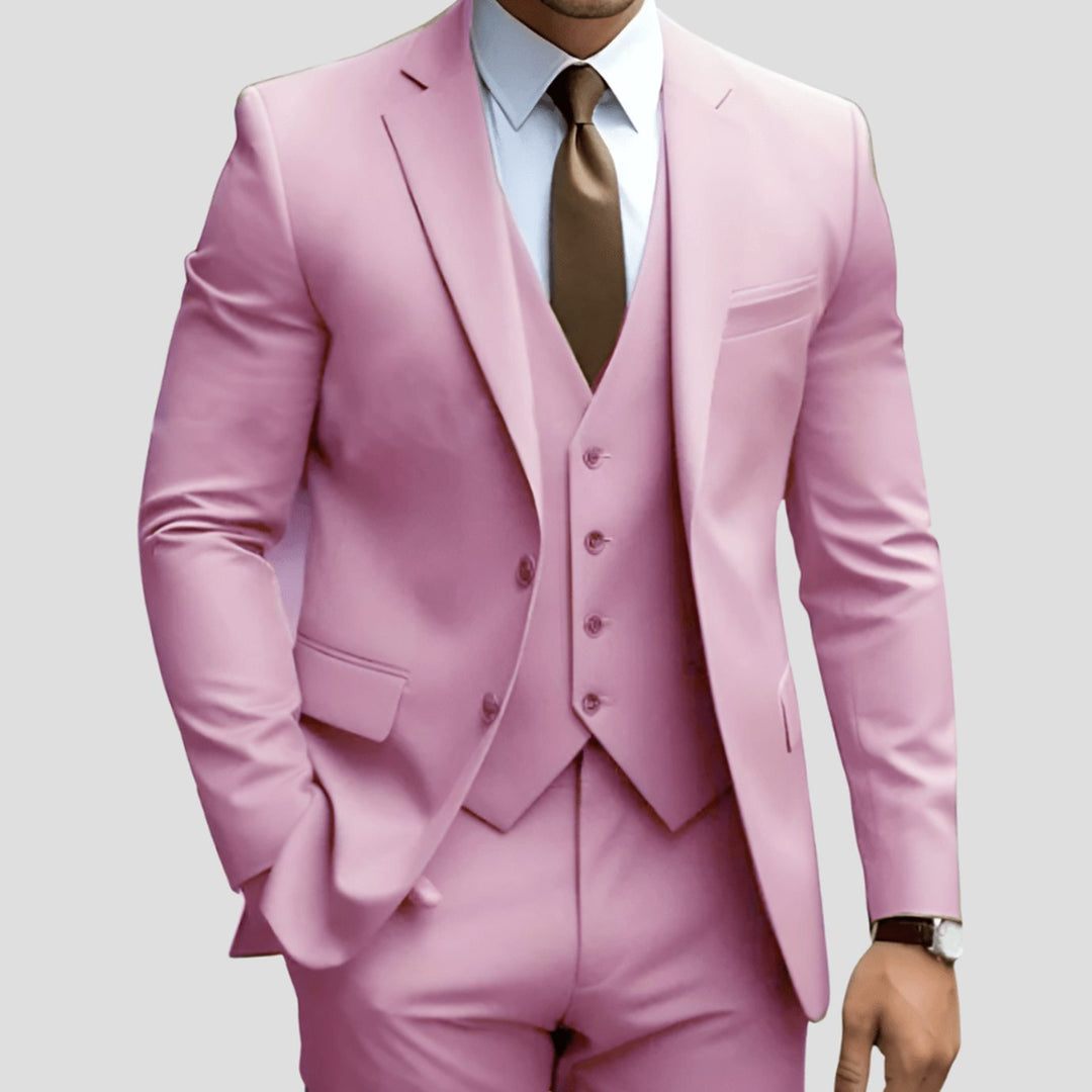 Men's Three-Piece Slim Fit Groomsmen Suit Notch Lapel