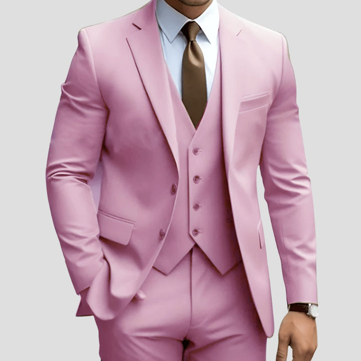 Men's Three-Piece Slim Fit Groomsmen Suit Notch Lapel
