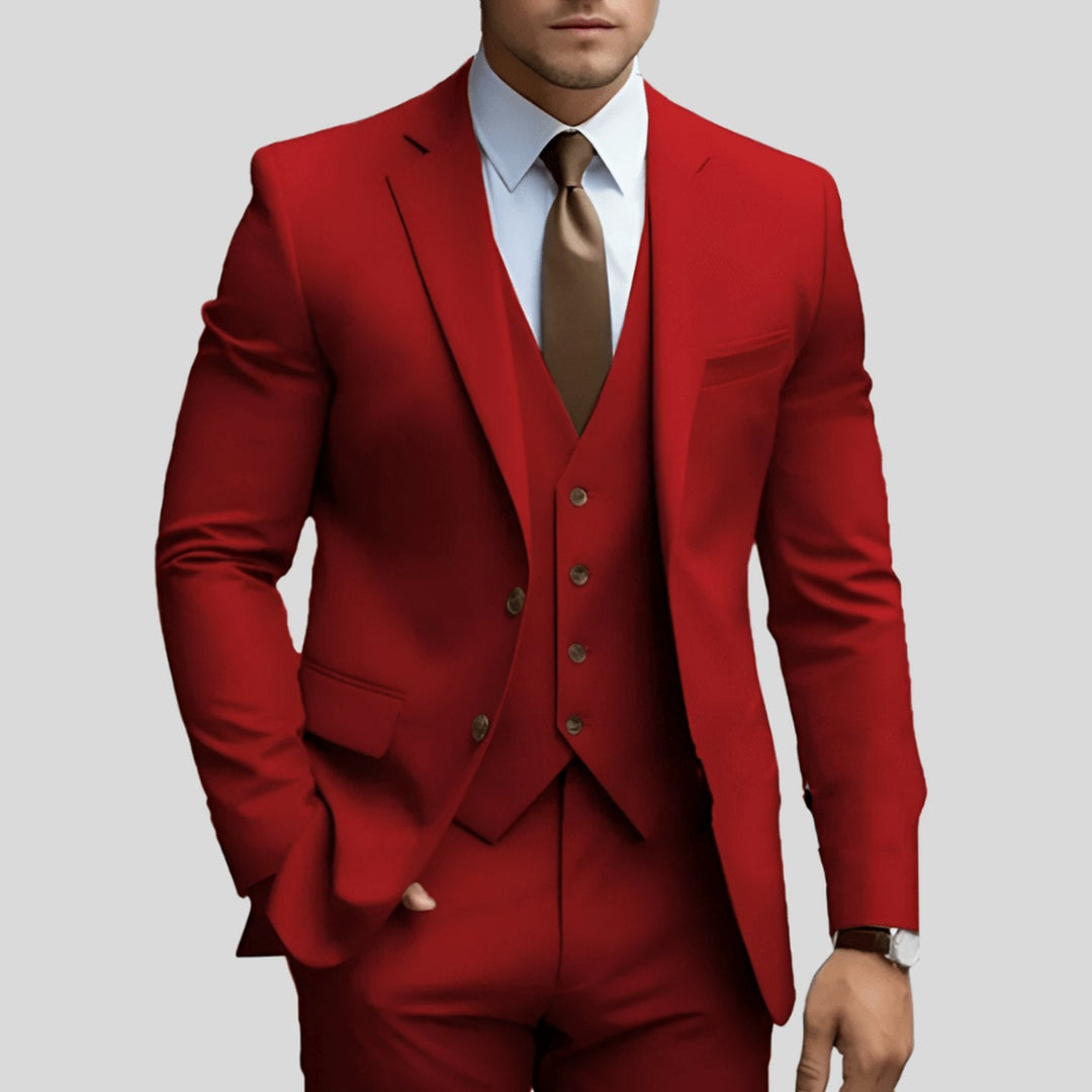 Men's Three-Piece Slim Fit Groomsmen Suit Notch Lapel
