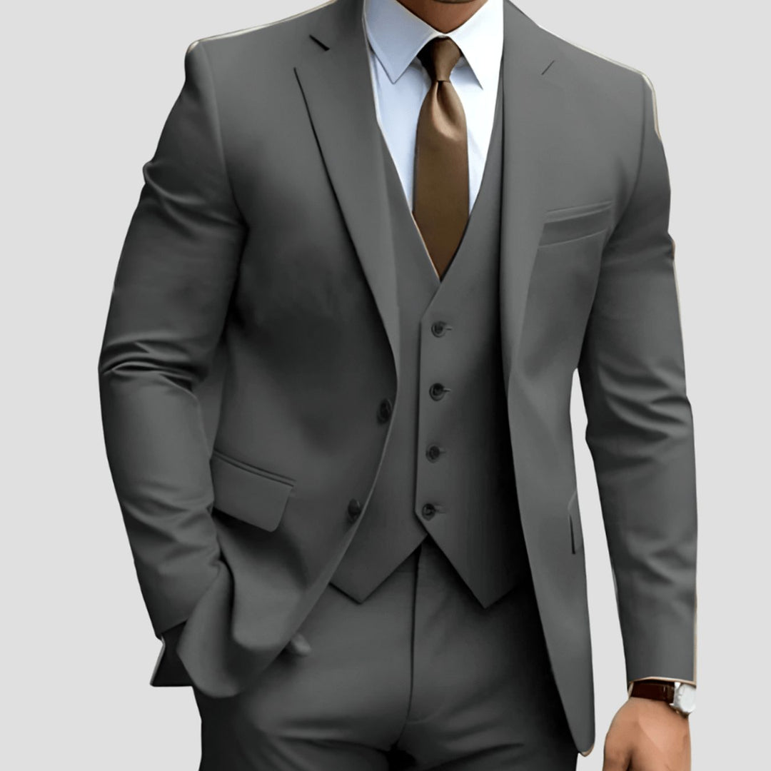 Men's Three-Piece Slim Fit Groomsmen Suit Notch Lapel