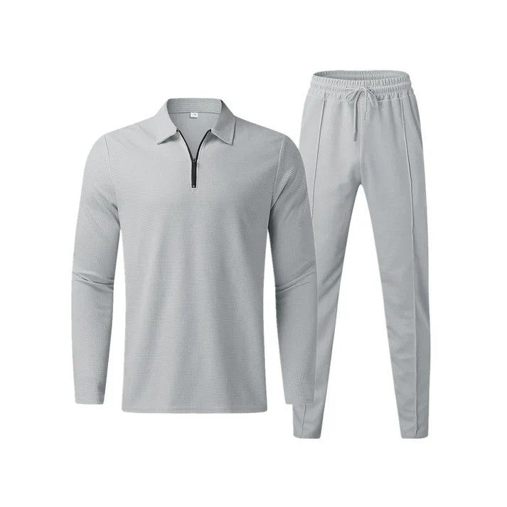Men's Lightweight Quarter Zip Polo and Jogger Pants Set