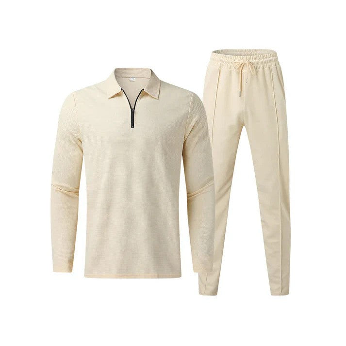 Men's Lightweight Quarter Zip Polo and Jogger Pants Set