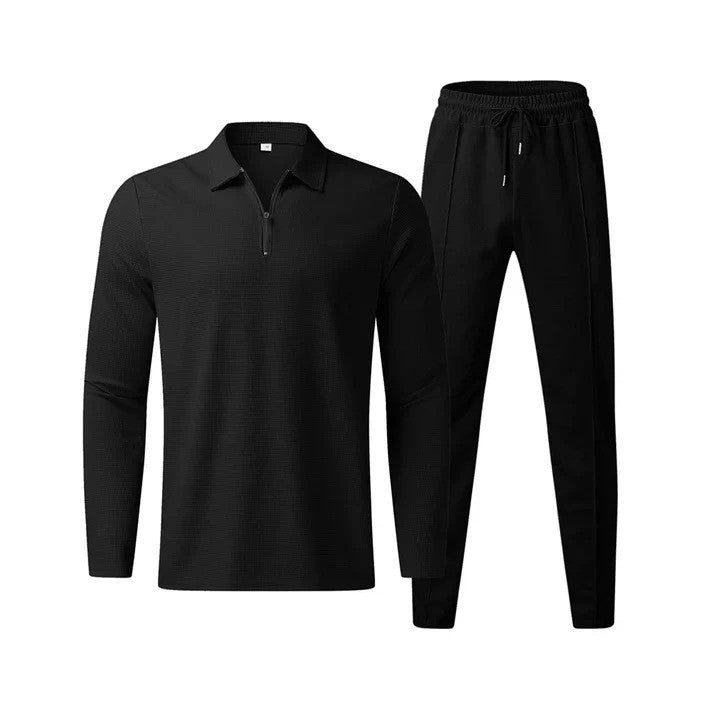 Men's Lightweight Quarter Zip Polo and Jogger Pants Set