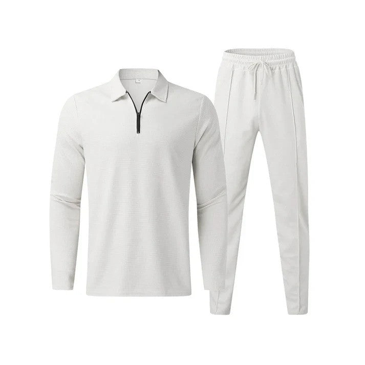 Men's Lightweight Quarter Zip Polo and Jogger Pants Set